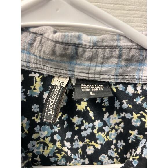 Vintage Western Style Shirt By Brand Passport Plaid And Floral Large Retro - Picture 2 of 5